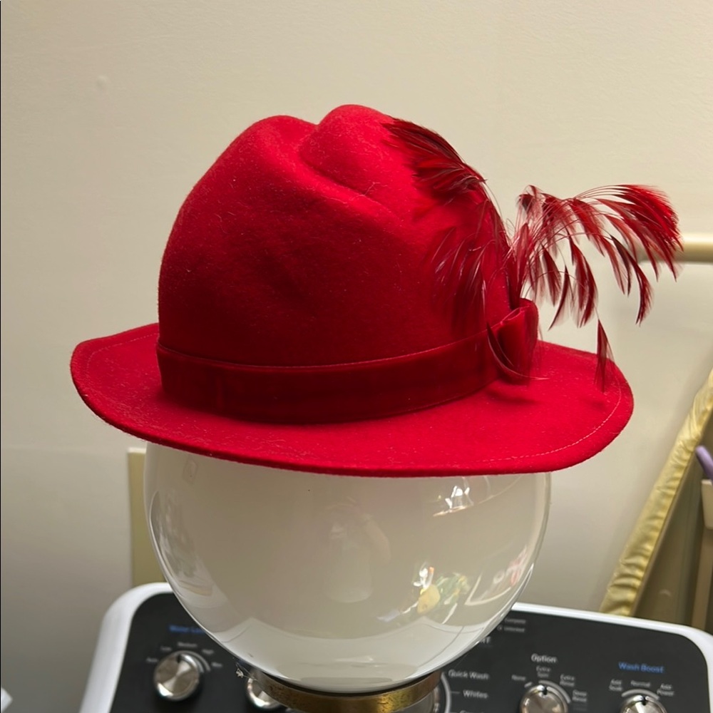 Pendleton Red Feathered Hat